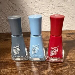 Sally Hansen Insta-Dri Nail Polish Set - Red, Blue, Gray